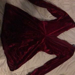 crushed red velvet deep v romper